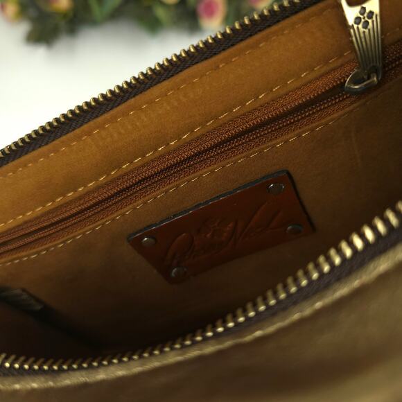 Patricia Nash Alessa Leather Crossbody Bag Antique Gold NWT - Picture 11 of 16